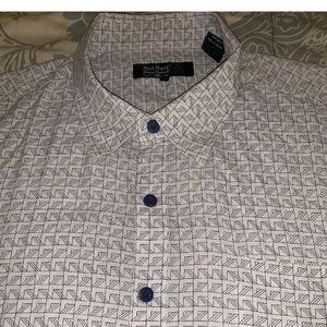Nat Nast Mens XL Button-Front SilkShirt
